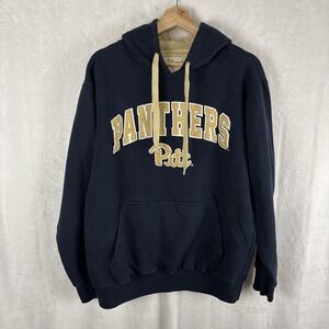 E5 Pitt‎ Pittsburgh Panthers Hoodie Navy Blue Gold Size Small NCAA Embroidered